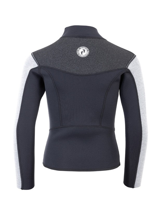 Two Bare Feet Junior Aspect Fleece Lined Zipless Thermal 2.5mm Superstretch Wetsuit Top & Shorts Set (Black/Grey/Grey)