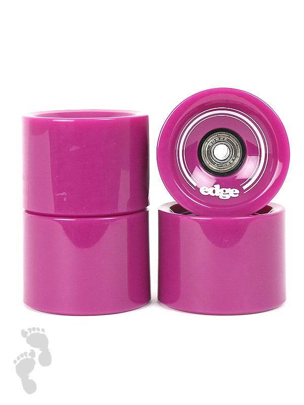 Edge Series Longboard Wheels Set of 4 70mm / 78A plus Bearings (Purple)