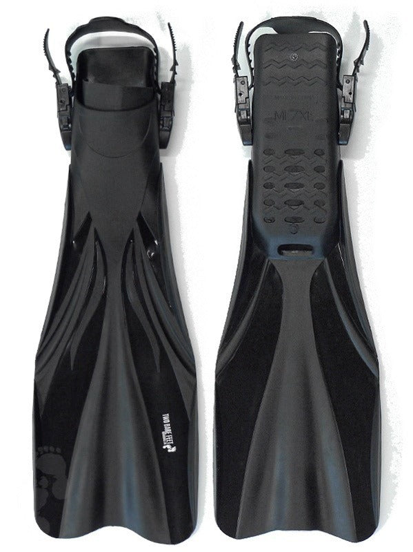 Two Bare Feet Adult Long Diving Fins (Black)
