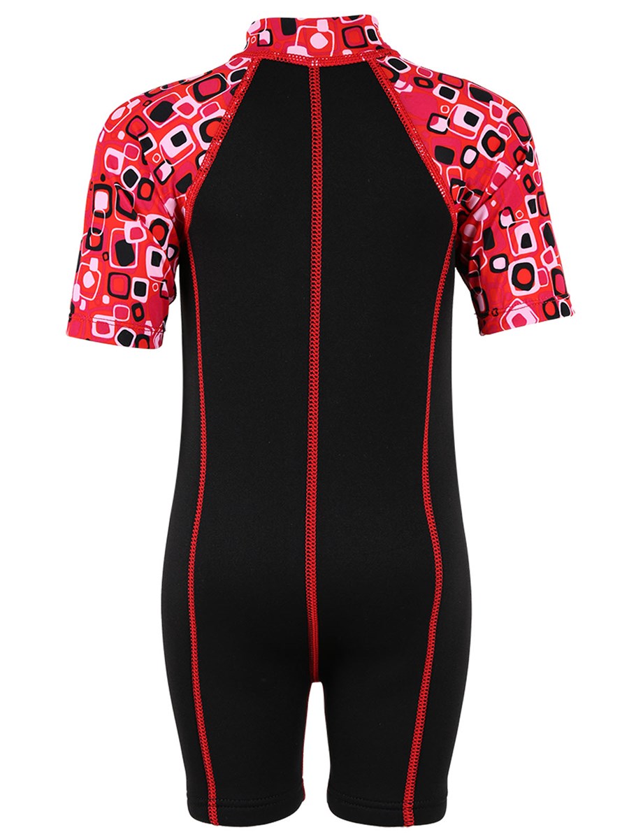 Patterned Lycra Arm Children's Wetsuit (Black / Red)