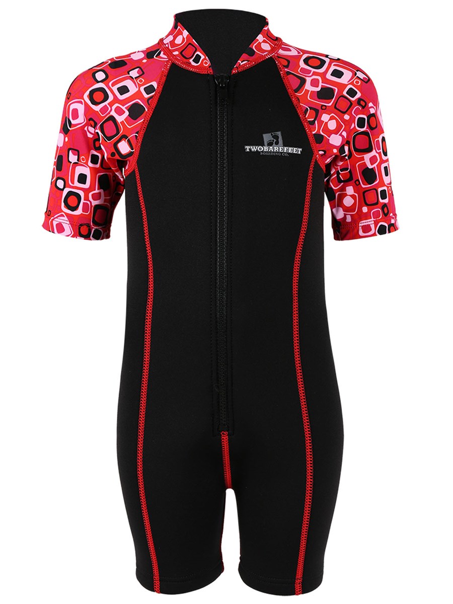 Patterned Lycra Arm Children's Wetsuit (Black / Red)