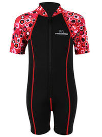 Patterned Lycra Arm Children's Wetsuit (Black / Red)