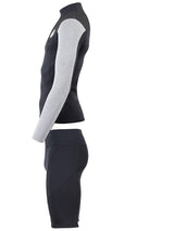 Two Bare Feet Mens Aspect Fleece Lined Zipless Thermal 2.5mm Superstretch Wetsuit Top & Shorts Set (Black/Grey/Grey)