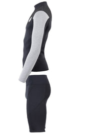 Two Bare Feet Mens Aspect Fleece Lined Zipless Thermal 2.5mm Superstretch Wetsuit Top & Shorts Set (Black/Grey/Grey)