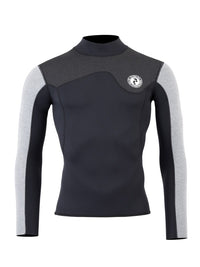 Two Bare Feet Mens Aspect Fleece Lined Zipless Thermal 2.5mm Superstretch Wetsuit Top & Shorts Set (Black/Grey/Grey)