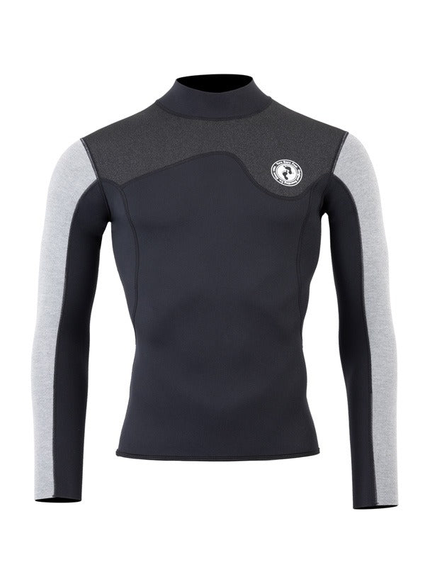 Two Bare Feet Mens Aspect Fleece Lined Zipless Thermal 2.5mm Superstretch Wetsuit Top & Shorts Set (Black/Grey/Grey)