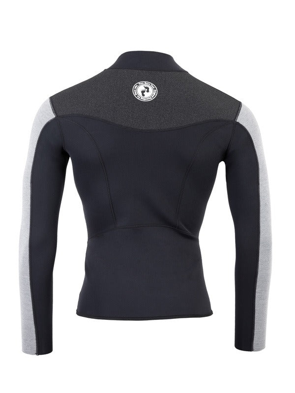 Two Bare Feet Mens Aspect Fleece Lined Zipless Thermal 2.5mm Superstretch Wetsuit Top & Shorts Set (Black/Grey/Grey)