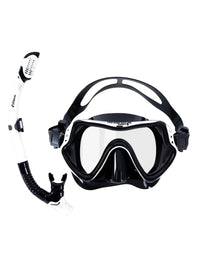 Adults Silicone Dry Top Snorkel and Mask (White, M1001S+S11S)
