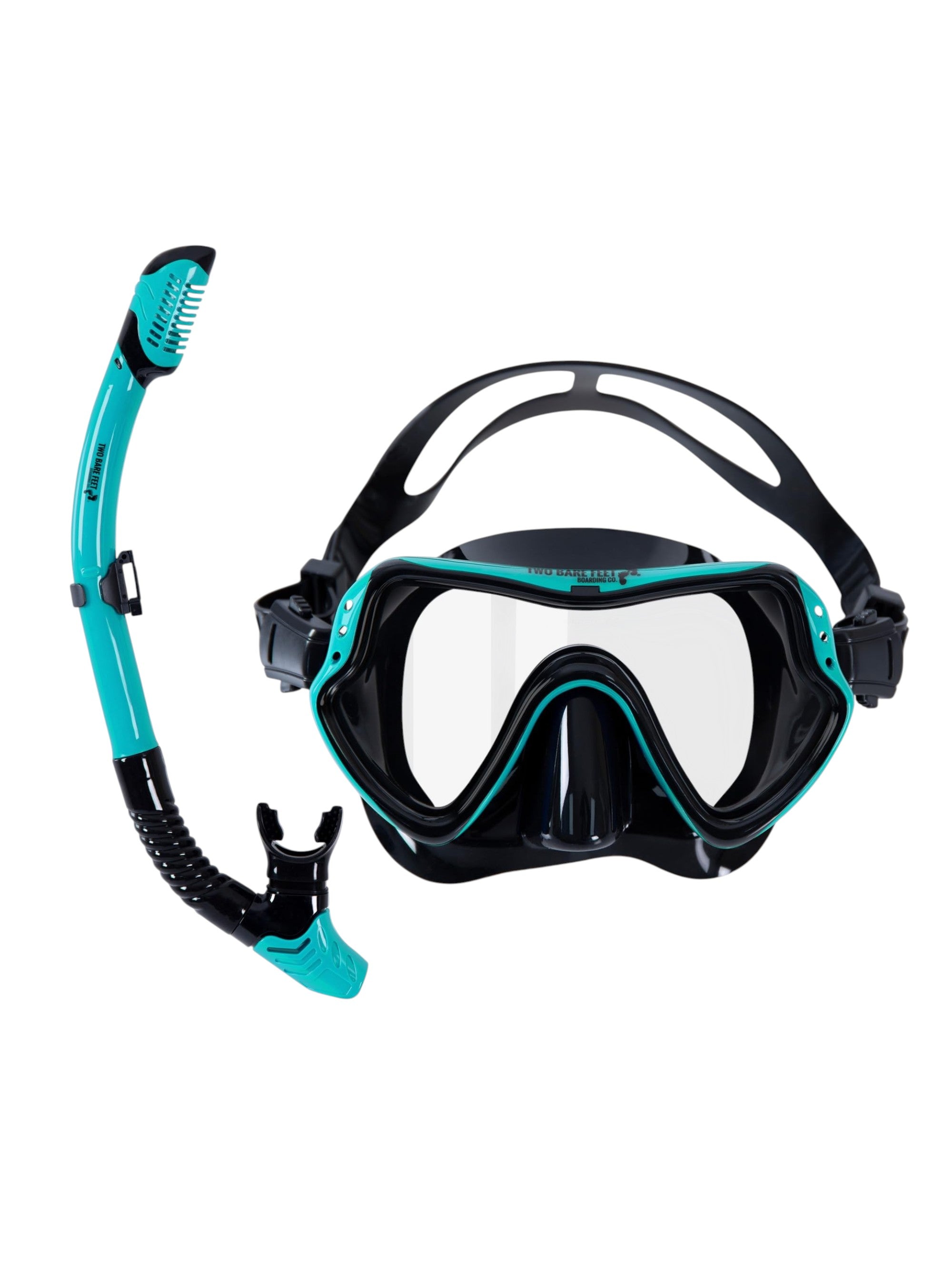 Adults Silicone Dry Top Snorkel and Mask (Teal, M1001S+S11S)