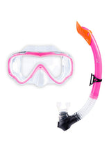 Childrens Silicone Mask Snorkel Fins 3Pc Diving Set (Pink)