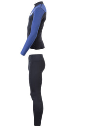Two Bare Feet Mens Aspect Fleece Lined Zipless Thermal 2.5mm Superstretch Wetsuit Top & Pants Set (Black/Blue)