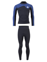 Two Bare Feet Mens Aspect Fleece Lined Zipless Thermal 2.5mm Superstretch Wetsuit Top & Pants Set (Black/Blue)