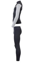 Two Bare Feet Mens Aspect Fleece Lined Zipless Thermal 2.5mm Superstretch Wetsuit Top & Pants Set (Black/Grey/Grey)
