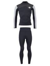 Two Bare Feet Mens Aspect Fleece Lined Zipless Thermal 2.5mm Superstretch Wetsuit Top & Pants Set (Black/Grey/Grey)
