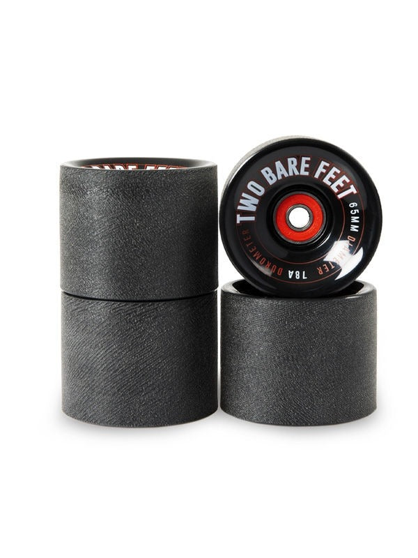 Sessions 78A Longboard Skateboard Wheels (65mm Black) with Two Bare Feet Pro Series 7 Bearings