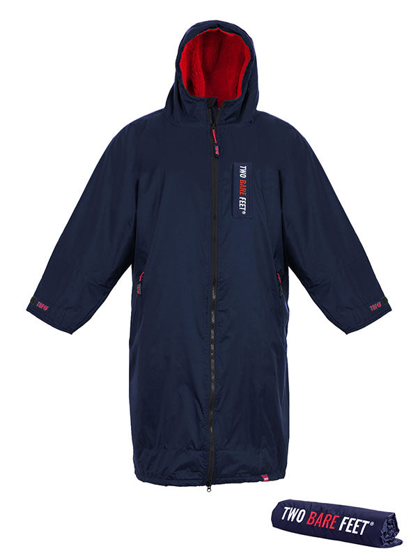 Two Bare Feet Kids Weatherproof Changing Robe with Changing Mat (Marine Blue/Red)