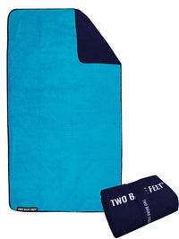 Sherpa Lined Waterproof Beach Travel Blanket (Marine Blue/Blue)