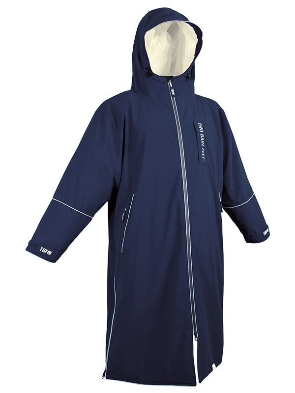 Two Bare Feet Hi-Vis Waterproof Lightweight Riding Robe (Marine Blue/Cream)