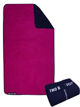 Sherpa Lined Waterproof Beach Travel Blanket (Marine Blue/Raspberry)