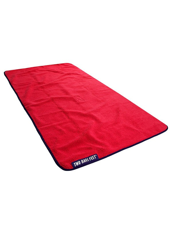 Sherpa Lined Waterproof Beach Travel Blanket (Marine Blue/Red)