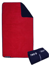 Sherpa Lined Waterproof Beach Travel Blanket (Marine Blue/Red)