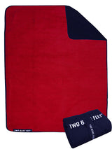 XL Sherpa Lined Waterproof Beach Travel Blanket (Marine Blue/Red)