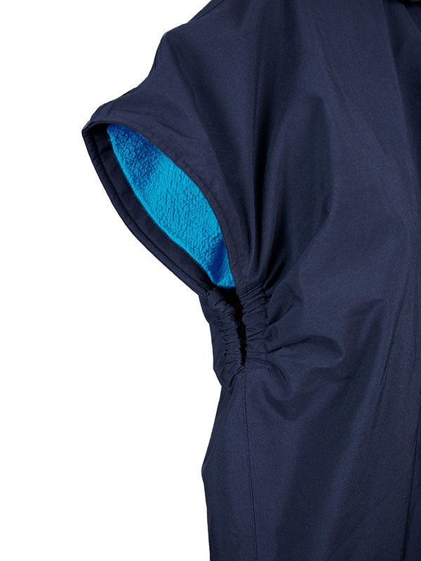 Kids Waterproof Hooded Sleeveless Poncho Changing Robe (Marine Blue/Blue)