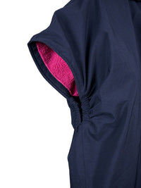Kids Waterproof Hooded Sleeveless Poncho Changing Robe (Marine Blue/Raspberry)