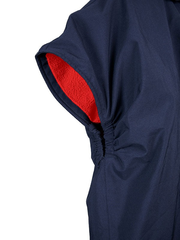 Waterproof Hooded Sleeveless Poncho Changing Robe (Marine Blue/Red)