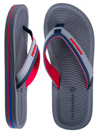 Trekker Mens Flip Flops (Grey/Red)