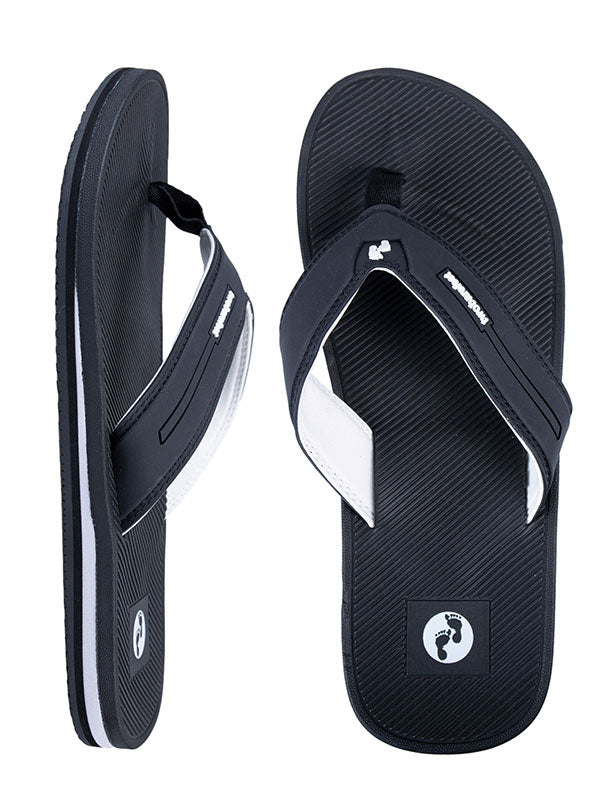 Voyage Mens Flip Flops (Black/White)