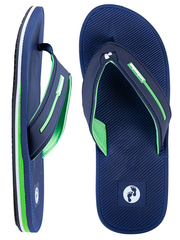 Voyage Mens Flip Flops (Navy/Green)