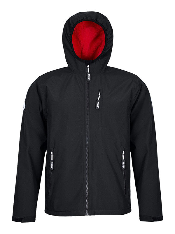 Mens Sherpa Lined Waterproof Jacket (Black/Red)