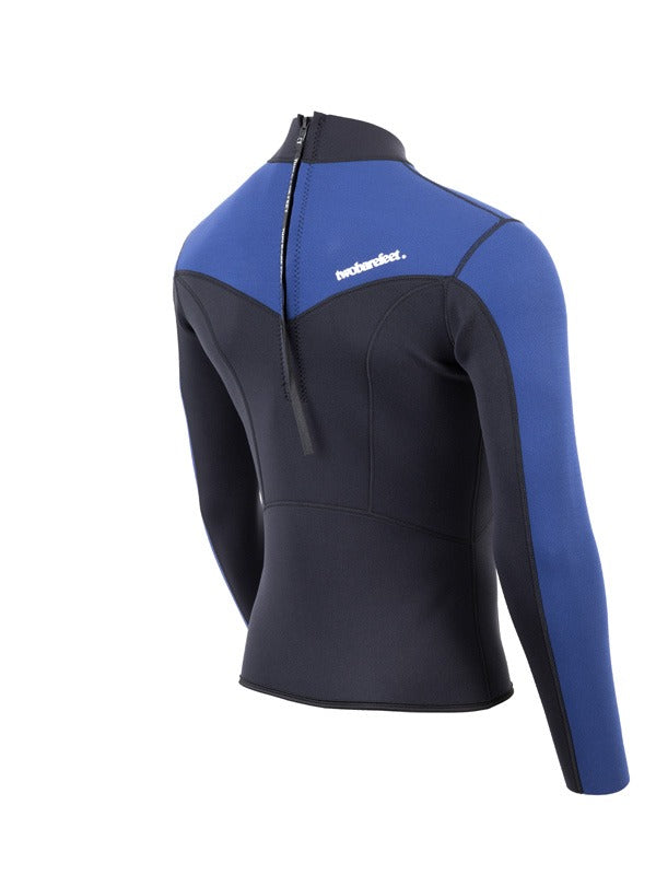 Two Bare Feet Mens Aspect Back Zip 2.5mm Wetsuit Jacket (Black/Blue)