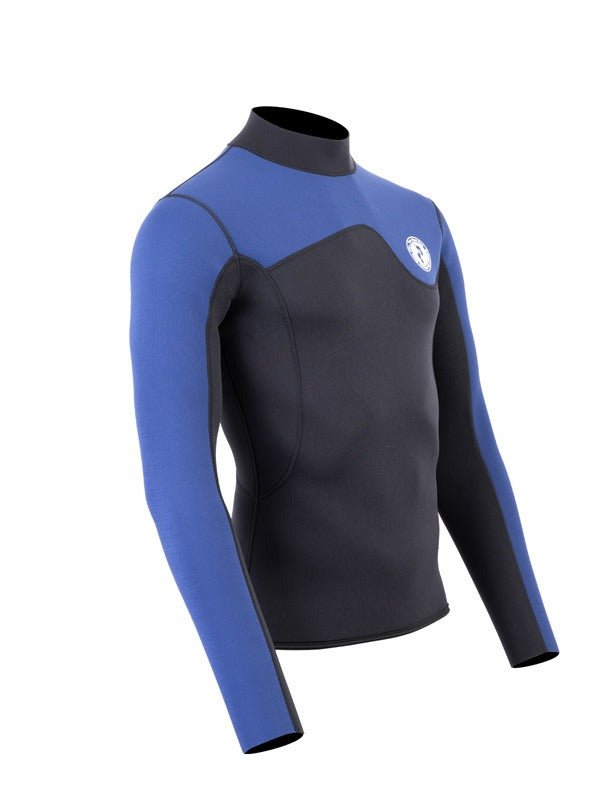 Two Bare Feet Mens Aspect Back Zip 2.5mm Wetsuit Jacket (Black/Blue)