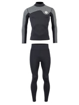 Two Bare Feet Mens Aspect Back Zip 2.5mm Wetsuit Jacket & Pants Set (Black/Grey)