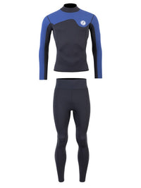 Two Bare Feet Mens Aspect Back Zip 2.5mm Wetsuit Jacket & Pants Set (Black/Blue)