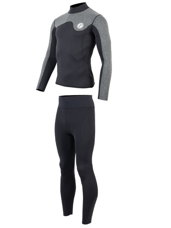 Two Bare Feet Mens Aspect Back Zip 2.5mm Wetsuit Jacket & Pants Set (Black/Grey)