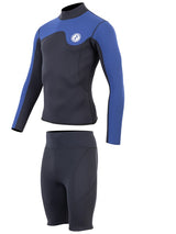 Two Bare Feet Mens Aspect Back Zip 2.5mm Wetsuit Jacket & Shorts Set (Black/Blue)