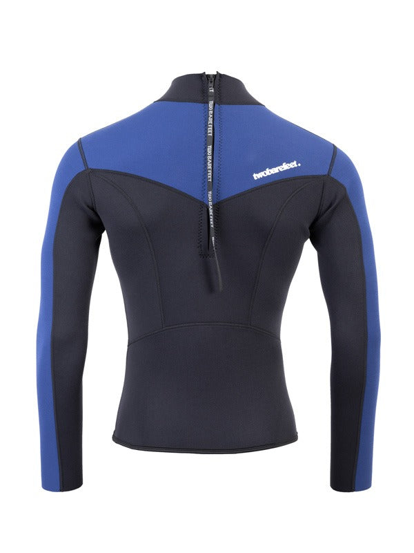 Two Bare Feet Mens Aspect Back Zip 2.5mm Wetsuit Jacket & Shorts Set (Black/Blue)