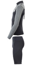 Two Bare Feet Mens Aspect Back Zip 2.5mm Wetsuit Jacket & Shorts Set (Black/Grey)