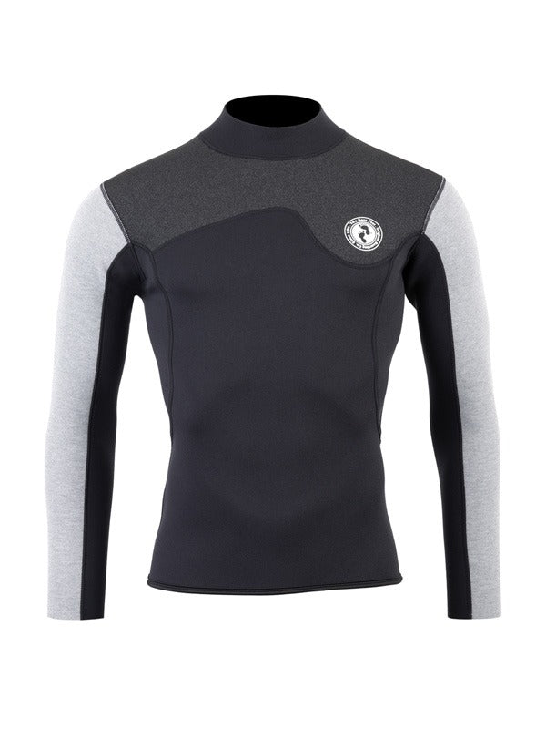 Two Bare Feet Mens Aspect Back Zip 2.5mm Wetsuit Jacket (Black/Grey/Grey)