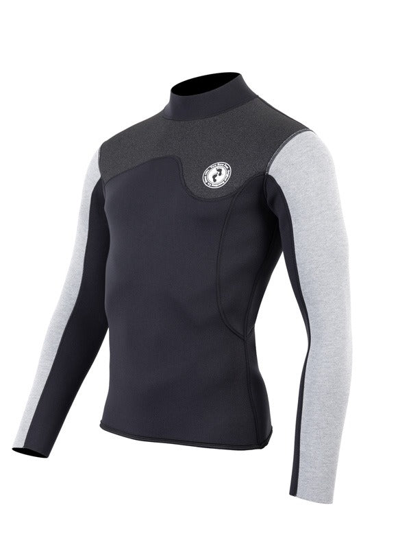 Two Bare Feet Mens Aspect Back Zip 2.5mm Wetsuit Jacket (Black/Grey/Grey)