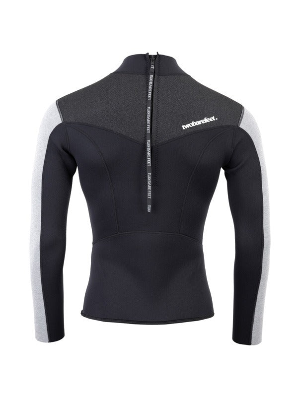 Two Bare Feet Mens Aspect Back Zip 2.5mm Wetsuit Jacket (Black/Grey/Grey)