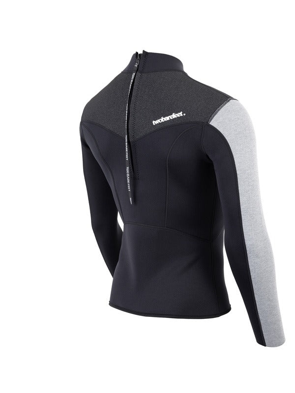 Two Bare Feet Mens Aspect Back Zip 2.5mm Wetsuit Jacket (Black/Grey/Grey)