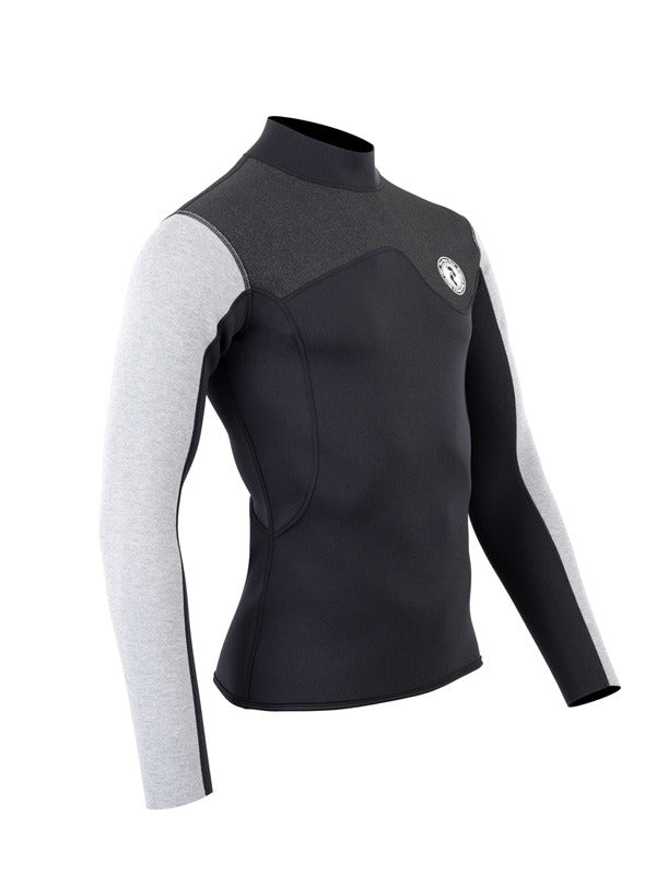 Two Bare Feet Mens Aspect Back Zip 2.5mm Wetsuit Jacket (Black/Grey/Grey)
