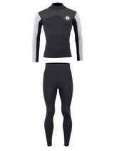 Two Bare Feet Mens Aspect Back Zip 2.5mm Wetsuit Jacket & Pants Set (Black/Grey/Grey)