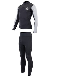 Two Bare Feet Mens Aspect Back Zip 2.5mm Wetsuit Jacket & Pants Set (Black/Grey/Grey)