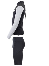 Two Bare Feet Mens Aspect Back Zip 2.5mm Wetsuit Jacket & Shorts Set (Black/Grey/Grey)