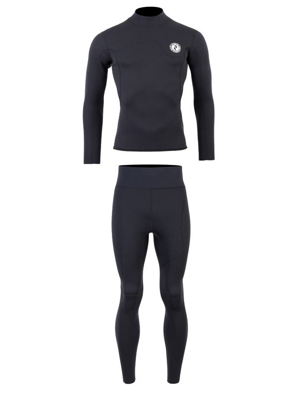 Two Bare Feet Mens Aspect Back Zip 2.5mm Wetsuit Jacket & Pants Set (Black)